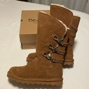 BearPaw tan suede half calf height boot